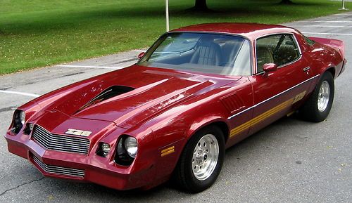 1979 z-28 stunning red metallic/tan,full roller327,auto,ps,coldac,weld wheelsexc