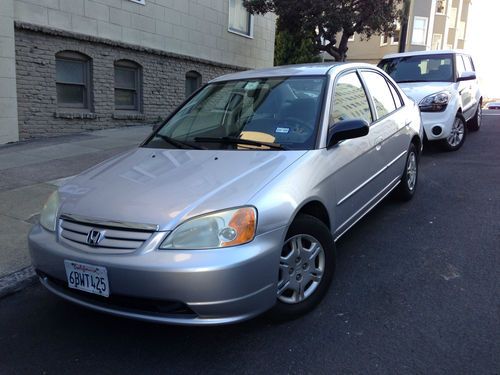 2002 honda civic lx silver sedan automatic 4-door 1.7l one owner