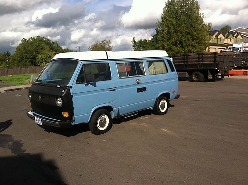 1982 vw bus westfalia camper!  pop top! a true all original survivor! lago blue