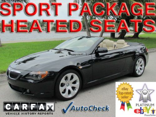 2007 07 bmw 650i convertible * sport * heated seats * keyless * sat * navi * fl