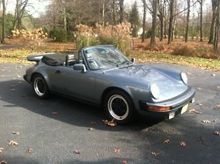 Silver-blue porsche 911 sc cabriolet in good condition, runs great