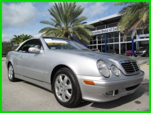 02 silver clk-320 3.2l v6 convertible *power leather seats *bose premium sound