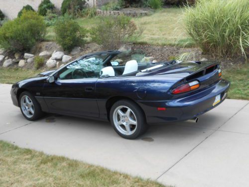 1998 chevy camaro ss convertible, blue/white leather, auto, 19k original miles!