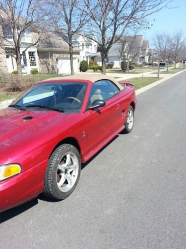 1998 ford mustang cobra convertable candy apple red in mint condition 17k miles
