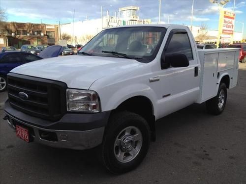 2005 ford f350 super duty reg cab xl 4wd 6.0l diesel w/ tool box bed 1 owner!