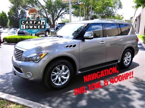 Inifiniti qx56 26k mi 1 owner clean carfax navi dvd heated leather tow sunroof