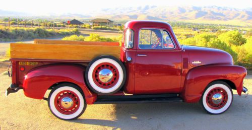 1954 chevrolet 3100 5 window red 4 spd factory 17&#034; wheels &#034;rita&#034;  california