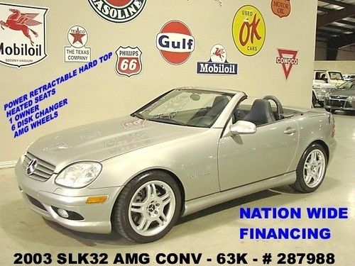 2003 slk32 amg kompressor conv,pwr hard top,htd lth,17in amg whls,63k,we finance