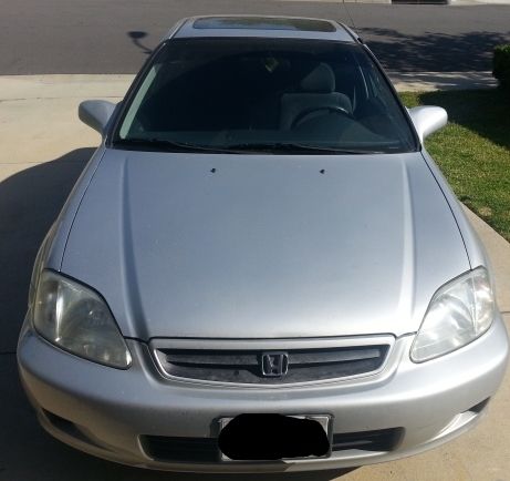 2000 honda civic ex coupe 2-door silver 1.6l vtec great condition, 1 owner