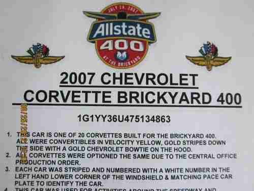 2007 Brickyard Corvette convertible Festival car LOW MILES velocity yellow, image 19