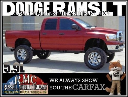 08 red lifted truck aftermarket wheels exhaust low miles 4x4 cummins turbo di