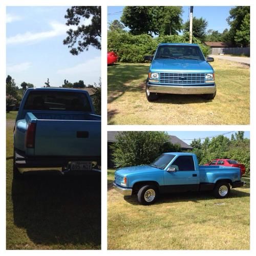 1993 blue chevy step-side pickup truck