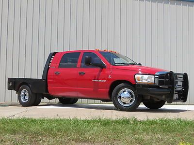 06 ram 3500 slt (5.9l) cummins h.o (mega-cab) flat-bed intake+exhaust carfax tx!