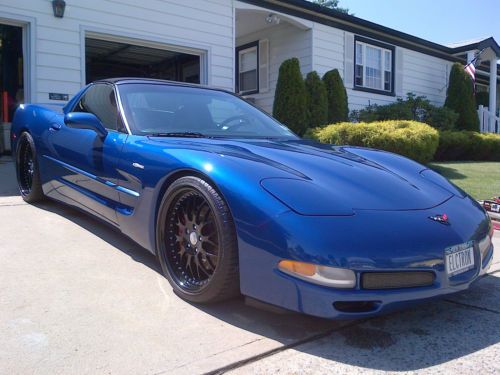 2002 corvette coupe ls-1 , electron blue, black custom wheels 20"/19"