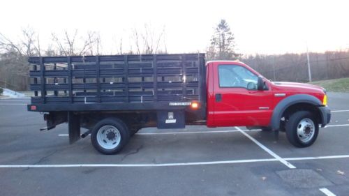 No reserve! 2005 ford super duty f-550 drw reg cab 141&#034; flat bed diesel truck