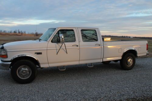1996 ford f350 xl f 350 white long bed crew cab truck automatic clean