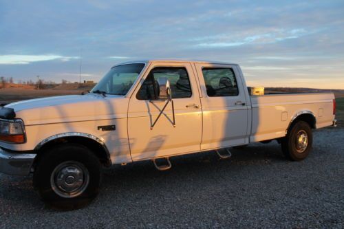 1996 FORD F350 XL f 350 White Long Bed Crew Cab Truck Automatic Clean, image 11