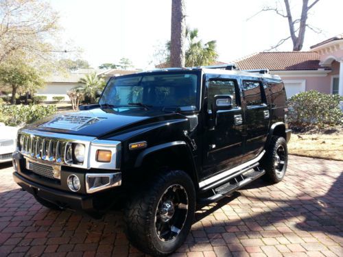 2007 hummer h2 4x4 sunroof heated leather dvd navigation custom wheels 89k miles