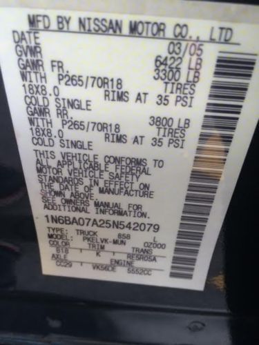 2005 NISSAN TITAN LE CREW CAB FL TRUCK NO RESERVE, image 5