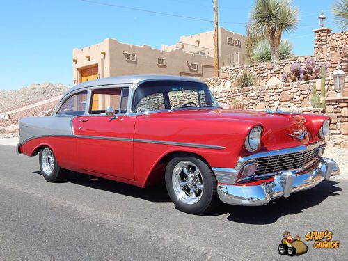 56 chevy 210 2dr resto mod gm 350 edelbrock 4bbl 700r4 ford 9&#034; a/c 4 whl disc ps