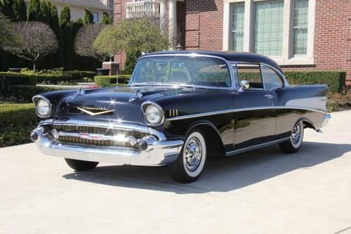 1957 chevy 2dr htp black beauty sharp auto