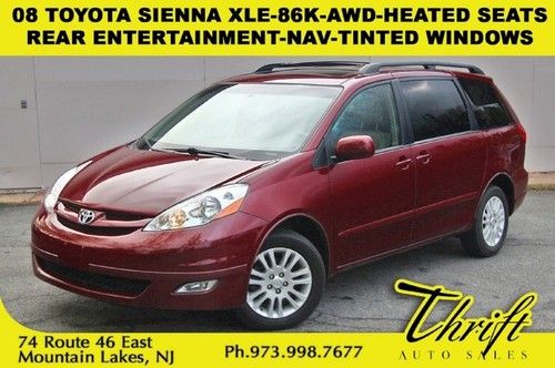 08 toyota sienna xle-86k-awd-rear entertainment-nav-heated seats-tinted windows