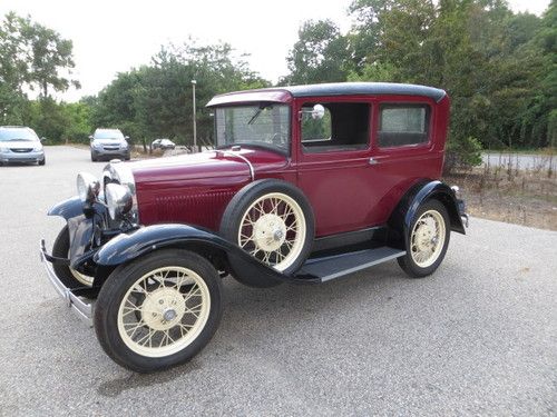 Antique 1930 ford model a maroon car mohair seats 2001 restoration runs great !