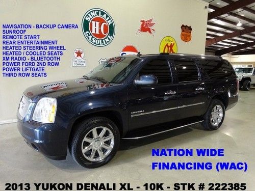 13 yukon denali xl,awd,sunroof,nav,rear dvd,htd/cool lth,bose,chrome 20's,10k!!