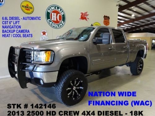 13 sierra 2500hd slt 4x4,diesel,lifted,nav,htd/cool lth,rbp whls,18k,we finance!