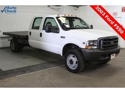 Used 03 ford f550 crew cab 4x4 9 foot stake bed v10 manual low mile work truck