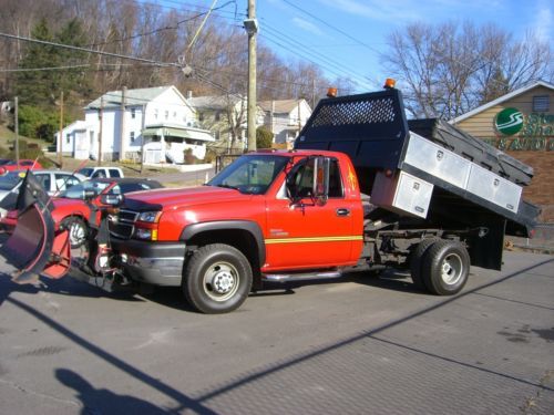 2005 duramax diesel 4x4 20k miles 3500hd drw dually service flat bed dump plow