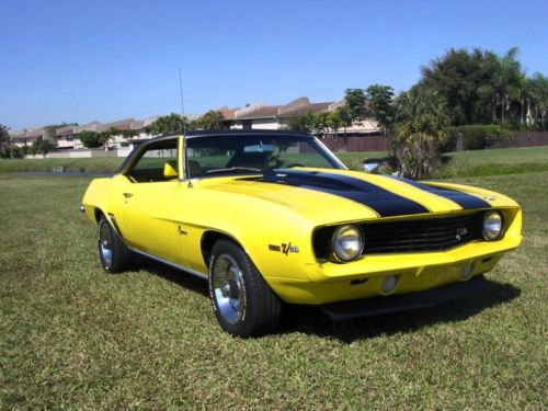 1969 camaro z-28 restored yellow with enduro bumper