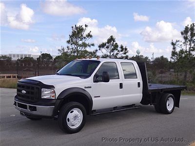 2005 ford f450 xl crew cab flatbed clean carfax florida truck 6.0l turbo diesel