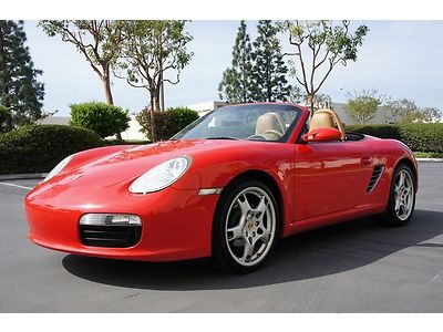 2007 porsche boxster convertible 1 ownr red &amp; tan 5 spd 19" s whls xenon ca car