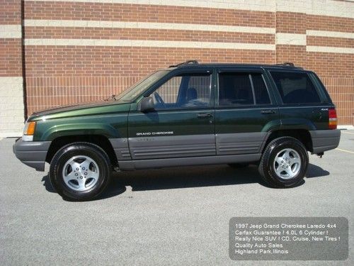 1997 jeep grand cherokee laredo 4x4 4.0l 6 cylinder cd a/c carfax nice suv !