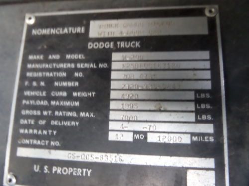 1970 Dodge 4 door Crew Cab W200 Military 4 door pickup no reserve, image 4
