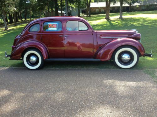 1937 plymouth 4 door- floor shift- burgandy, good condition, chrome bumpers