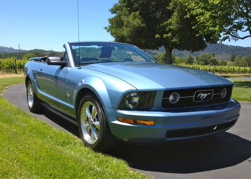 Blue, automatic, convertible, low miles, one owner, clean, pony, ford, shaker