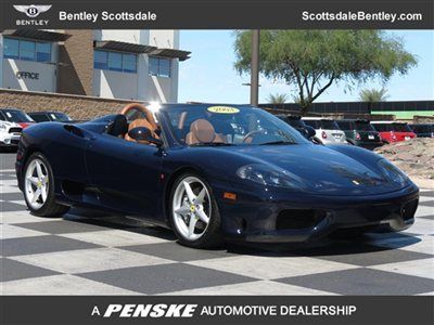 2003 ferrari 360 2dr convertible spider ,low miles, blue pozzi, 6 spd manual