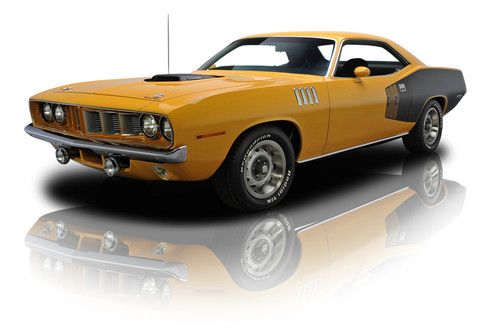 Documented restored bahama yellow 'cuda 383 v8 4 speed