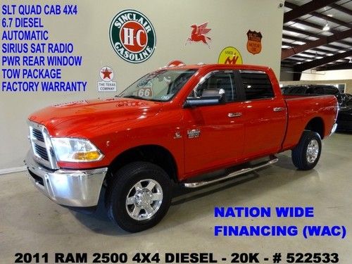 2011 ram 2500 quad cab slt 4x4,automatic,diesel,cloth,17in whls,20k,we finance!!