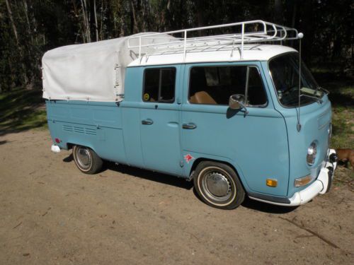 1971 vw crewcab pickup club cab wh/satin blue, lowered,remote cont. sterio