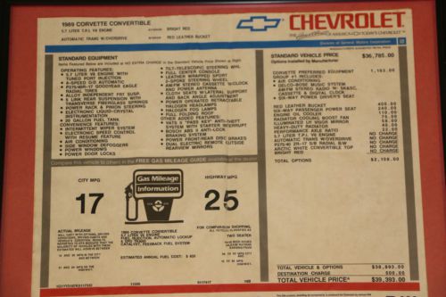 1989 Chevrolet Corvette Base Convertible 2-Door 5.7L, image 20