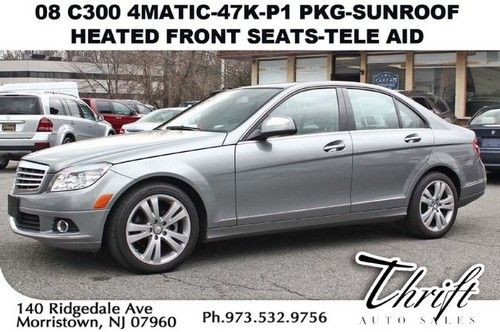 08 c300 4matic-47k-p1 pkg-sunroof-heated front seats-tele aid