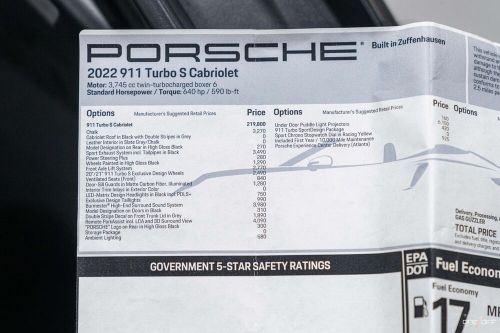 2022 Porsche 911 Turbo S w/ $259K Sticker, Turbo Sportdesign Pack +, US $265,000.00, image 9