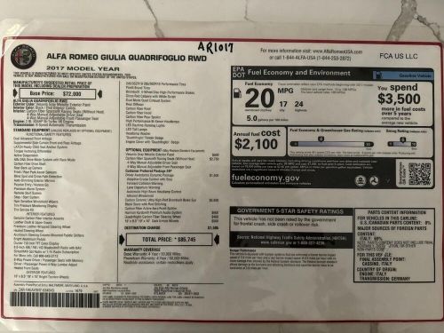 2017 Alfa Romeo Giulia QUADRIFOGLIO, US $100.00, image 35