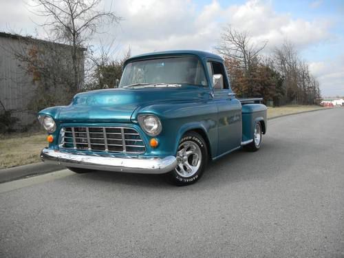 56 chevy pickup*custom*427bbc*ac, power windows,seats,steering*wood bed*restored