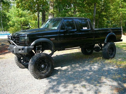 1994 ford f350 crewcab xlt 4x4 lifted  black beauty pickup truck