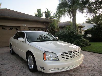03 cadillac deville dts premium luxury package pearl white 17" chrome whls mint!