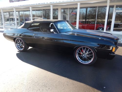 1972 Chevrolet Chevelle Convertible Jet black 350 wheel disc brakes leather, image 22